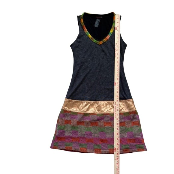 Custo Barcelona Colorful Y2K Patchwork Sleeveless Dress Metallic 36 - Picture 6 of 9